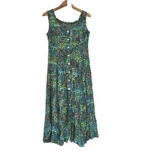 Vtg Dressbarn Floral Midi Dress Womens 6 Green Boho Cottagecore Fairy Boho Y2K